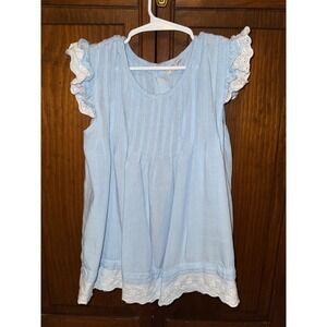 M.L. Kids Light Blue Eyelet Lace Pintuck Tunic Top Size 7 ST0070
